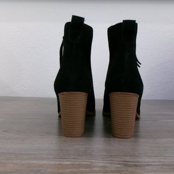 New SUSINA Black Genuine Suede Leather Boots Booties 10 High Heel Side Zipper - Picture 7 of 13